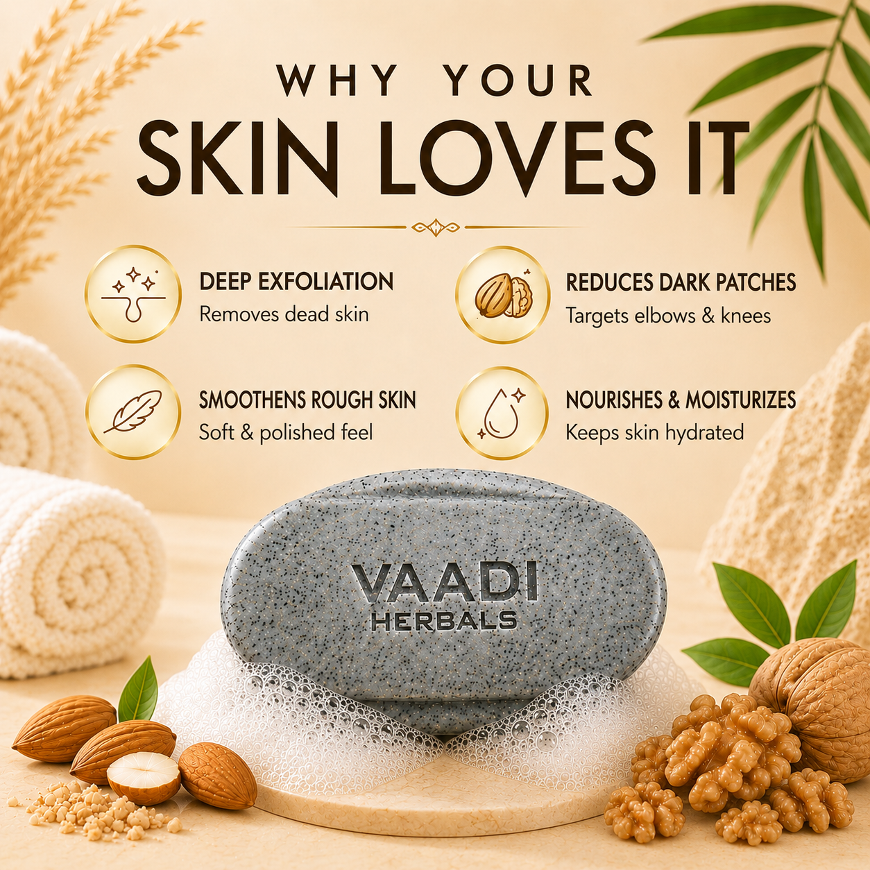 Pack of 12 Elbow-Foot-Knee Scrub Soap with Almond & Walnut Scrub (75 gms x 12)