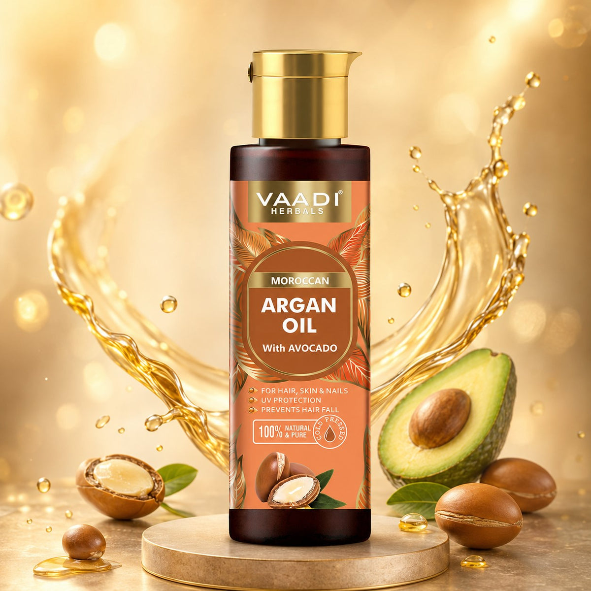 Cold Pressed Morrocon Argan Oil with Avocado- For Hair, Skin & Nails- Promotes Hair Growth- Skin Moisturisation-Healthy Nail Growth - UV Protection- 120ml