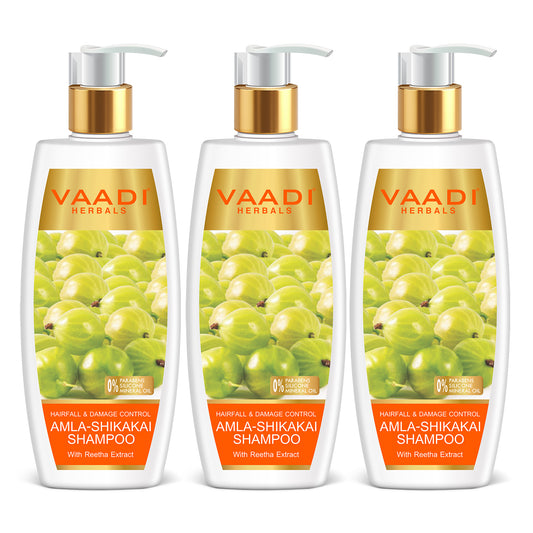 Pack of 3 Amla Shikakai Shampoo - Hairfall & Damage Control (350 ml X 3)