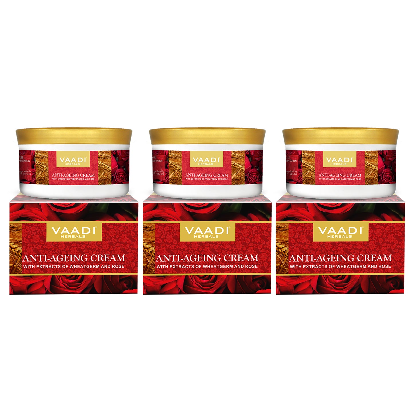 Pack of 3 Anti Ageing Cream with extracts of Almonds, Wheatgerm and Rose (150 gms x 3)