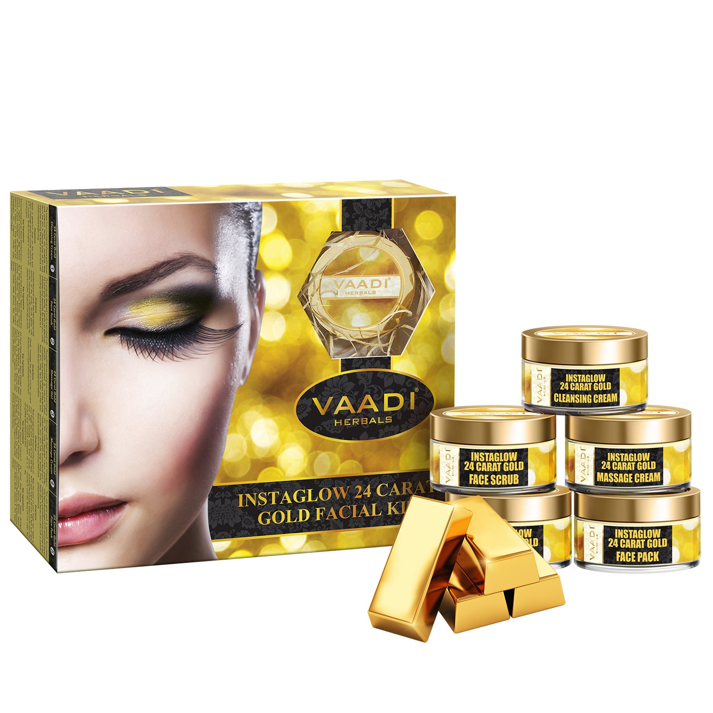 Gold Facial Kit - 24 Carat Gold Leaves, Marigold & Wheatgerm Oil, Lemon Peel Extract (270 gms)