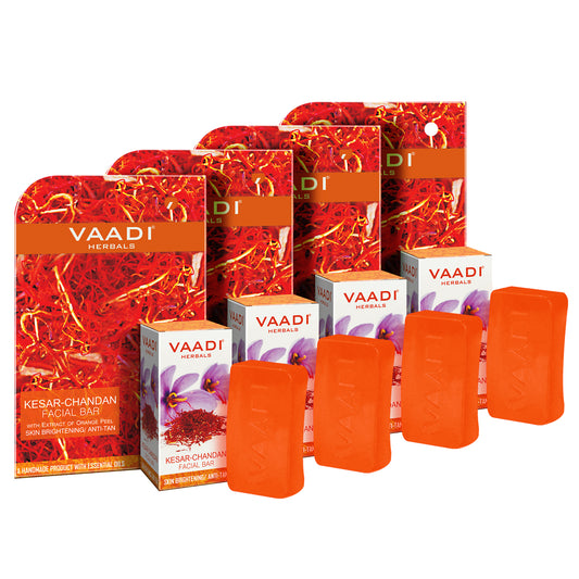 Pack of 4 Kesar Chandan Facial Bars with Extract of Orange Peel (25 gms x 4)