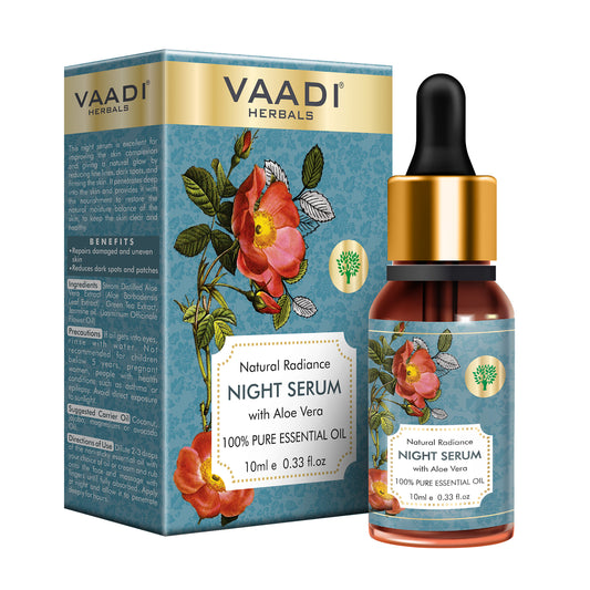 Natural Radiance Night Serum with Aloe Vera - Reduces Dark Spots & patches, Repairs Damaged & Uneven Skin (10 ml)