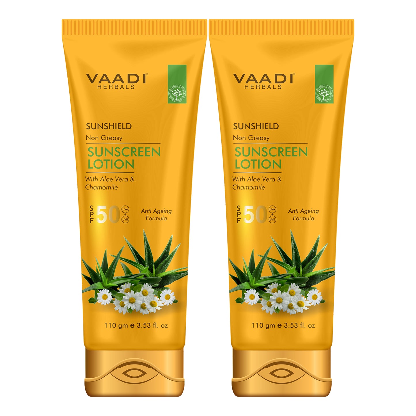 Pack of 2 Sunscreen Lotion SPF-50 with Aloe Vera & Chamomile (110 ml x 2)