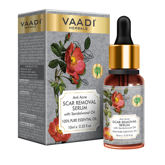 Scar Removal Serum (Pure Mix of Sandalwood Oil, Steam Distilled Neem & Fenugreek Extract) - Reduces Acne, Dark Spots & Pigmentation (10 ml)