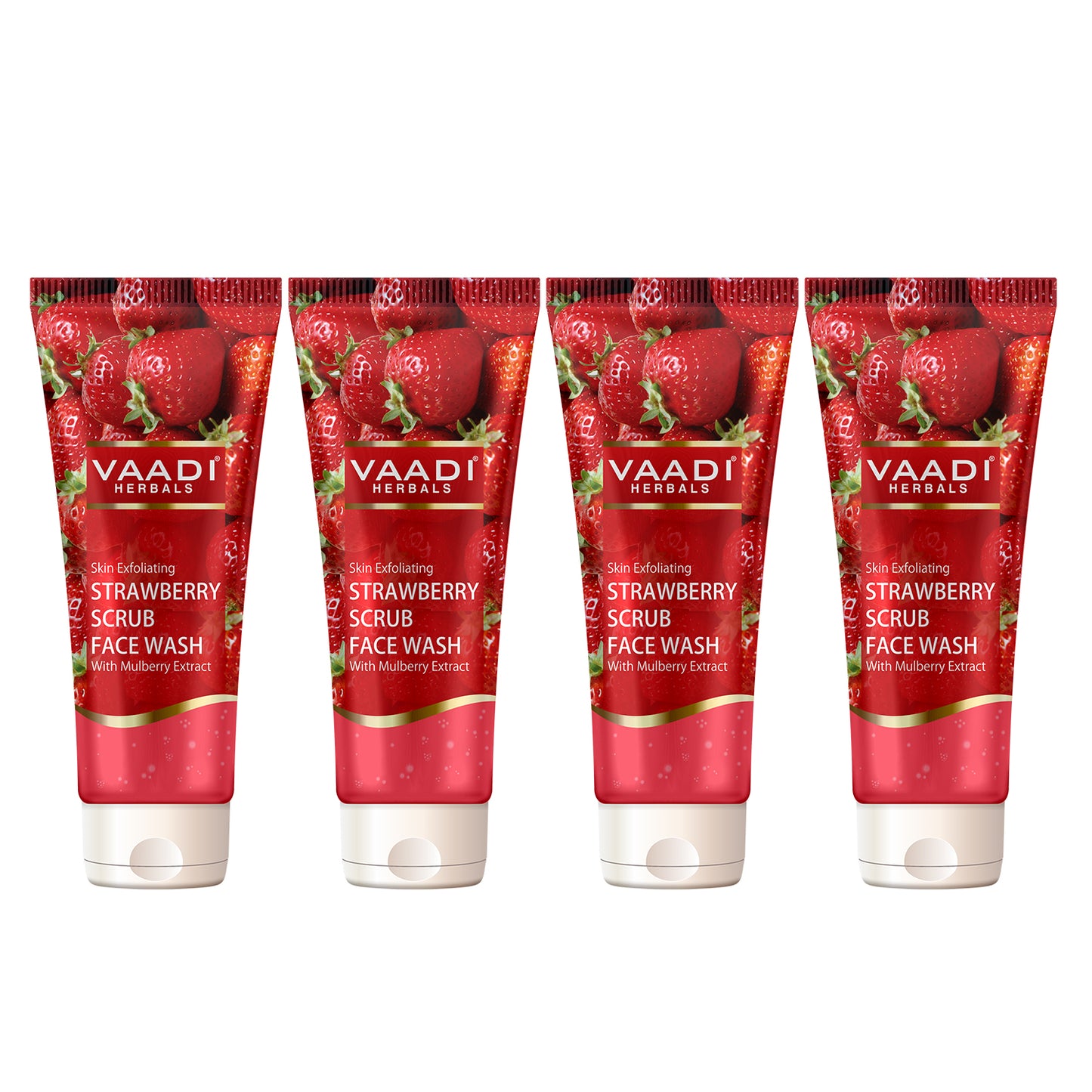 Pack of 4 Strawberry Scrub Face Wash With Mulberry Extract (60 ml x 4)