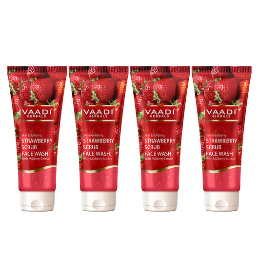 Pack of 4 Strawberry Scrub Face Wash With Mulberry Extract (60 ml x 4)