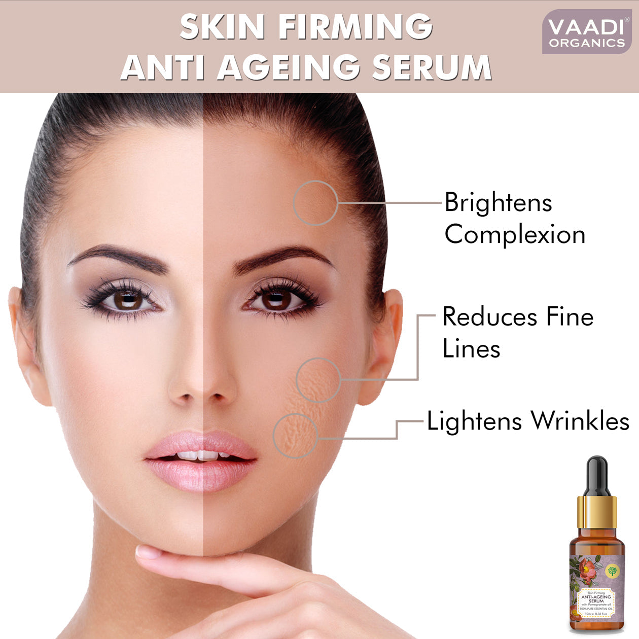 Vitamin E Anti Ageing Serum with Pomegranate Oil - Reduces Fine Lines, Lightens Wrinkles & Brightens Complexion (10 ml)