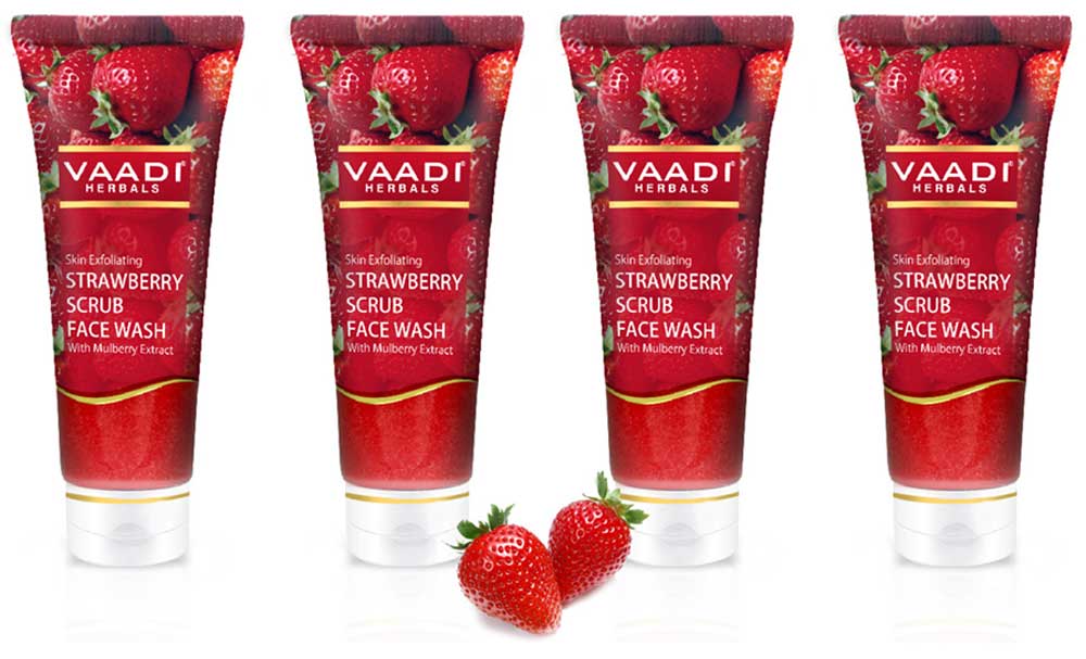 Pack of 4 Strawberry Scrub Face Wash With Mulberry Extract (60 ml x 4)