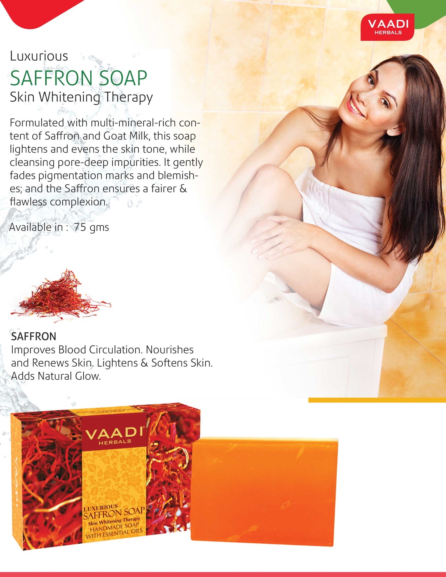 Luxurious Saffron Soap - Skin Whitening Therapy (75 gms)