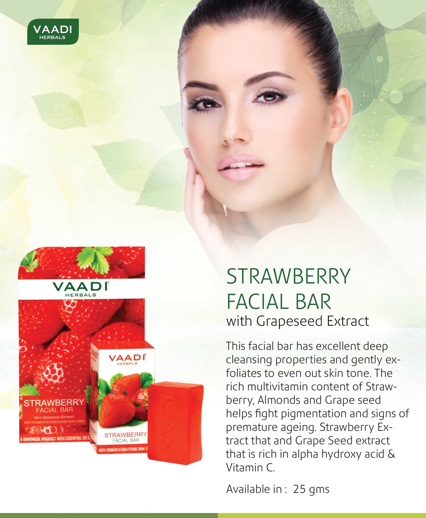 Strawberry Facial Bar with Grapeseed Extract (25 gms)